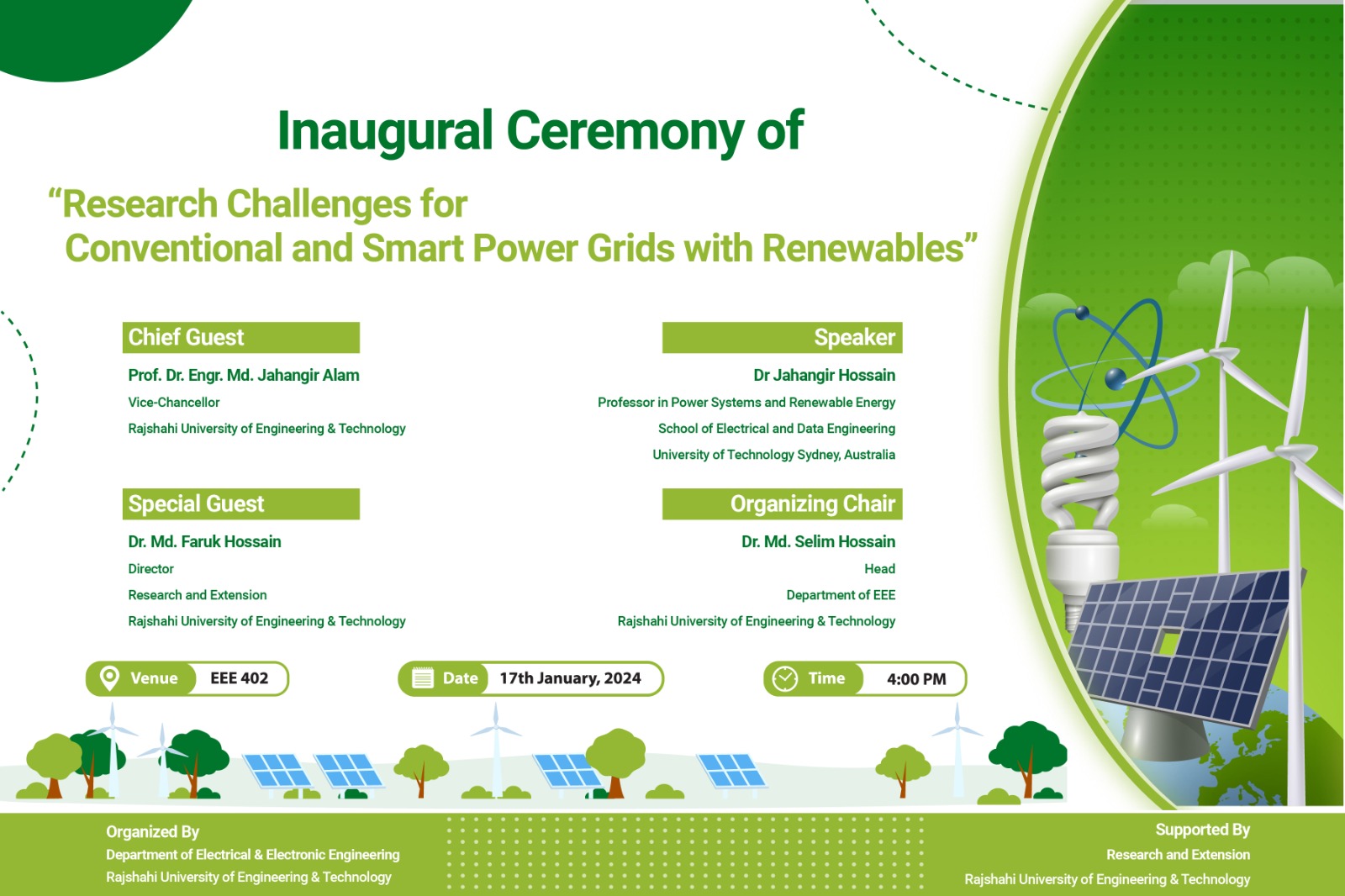 Seminar on Research Challenges for Conventional and Smart Power Grids with Renewable